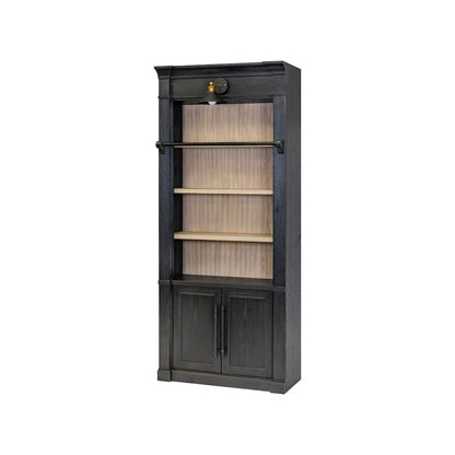 Two 8' Tall Bookcase Wall With Ladder, Storage Organizer, Display Shelf, Black