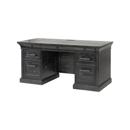 Traditional Wood Executive Desk, Office Storage Hutch with Doors