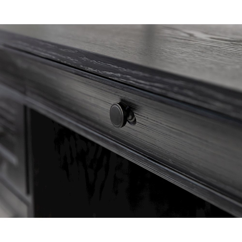 Traditional Wood Executive Desk, Office Storage Hutch with Doors