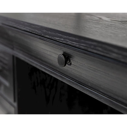 Traditional Wood Executive Desk, Office Storage Hutch with Doors