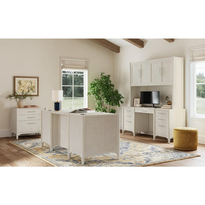 Wood Double Pedestal Executive Desk, Writing Table, Office Storage, White