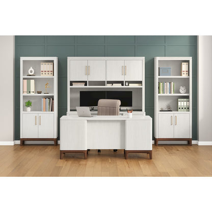 Contemporary Laminate Wood Double Pedestal Executive Desk, Writing Table