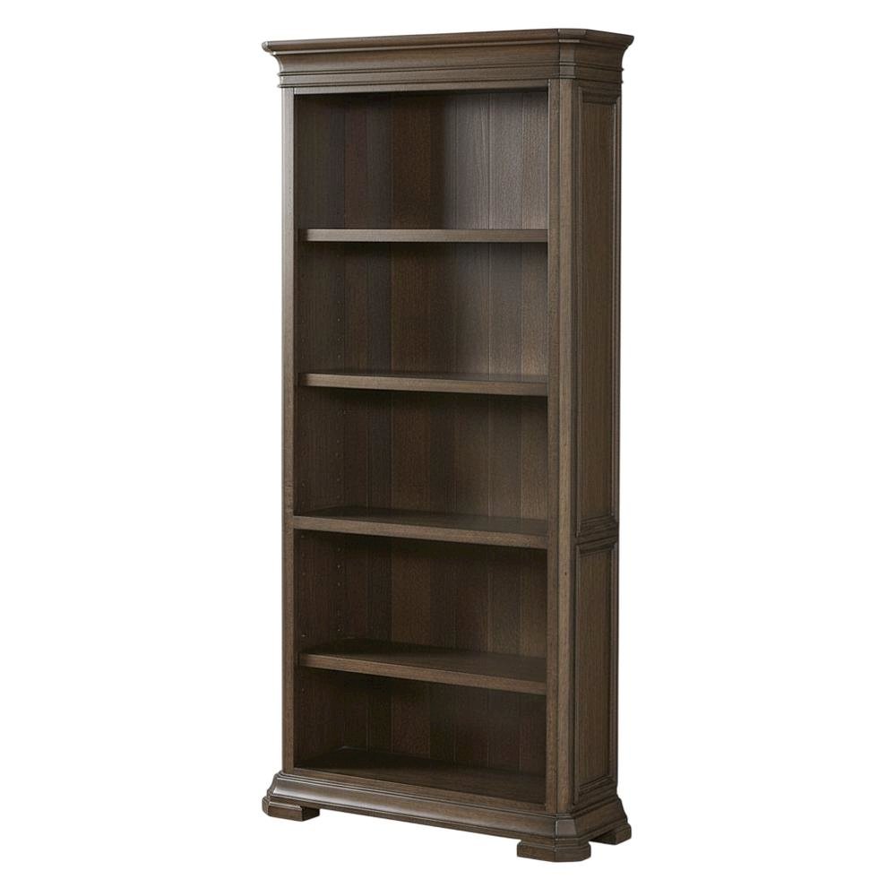 Executive Open Bookcase, 3 Adjustable Shelves, Fixed Shelf, Brown