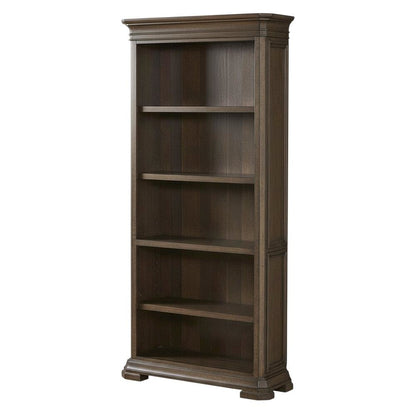 Executive Open Bookcase, 3 Adjustable Shelves, Fixed Shelf, Brown