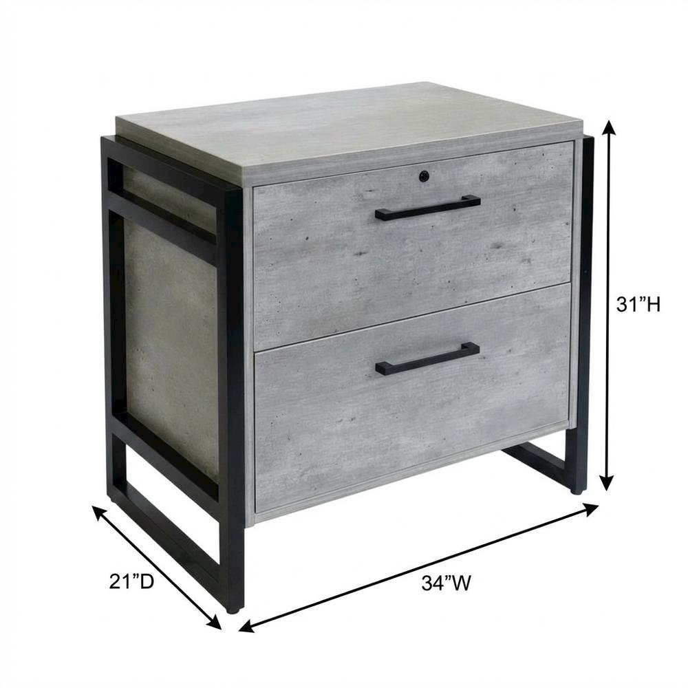 Lateral File Cabinet, Laminate, Two Drawers, Locking, Gray