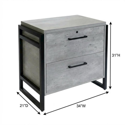 Lateral File Cabinet, Laminate, Two Drawers, Locking, Gray