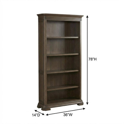 Executive Open Bookcase, 3 Adjustable Shelves, Fixed Shelf, Brown