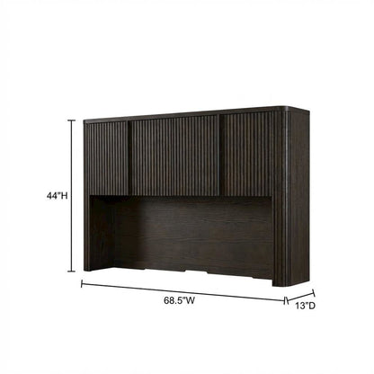 Brown executive hutch with wood doors, fully assembled, spacious storage