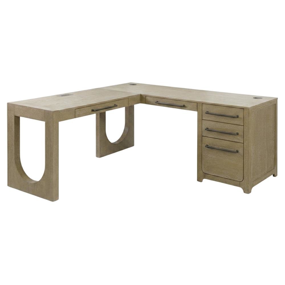 Brown L-Shaped Modern Desk – Corner Office Desk for Home or Work Use