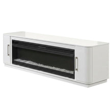 White Wide Fireplace Console, Solid Wood Fully Assembled TV Stand