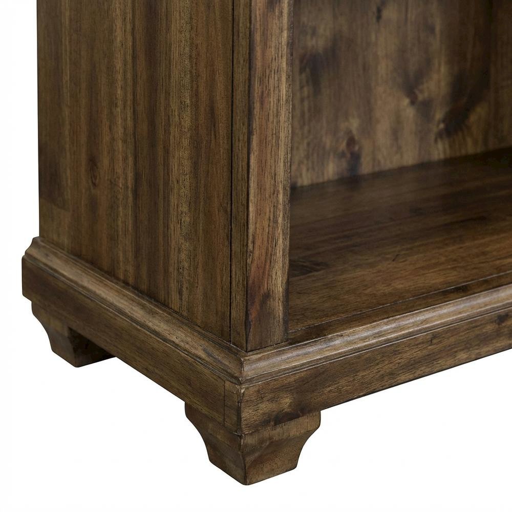 Wood Bookcase With Doors, 3 Adjustable Shelves, Fixed Shelf, Brown