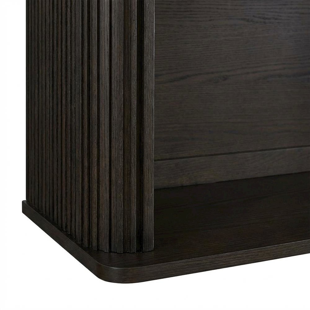 Brown executive hutch with wood doors, fully assembled, spacious storage