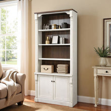 Tall Bookshelf With Doors – White Wood Bookcase With Storage Shelving