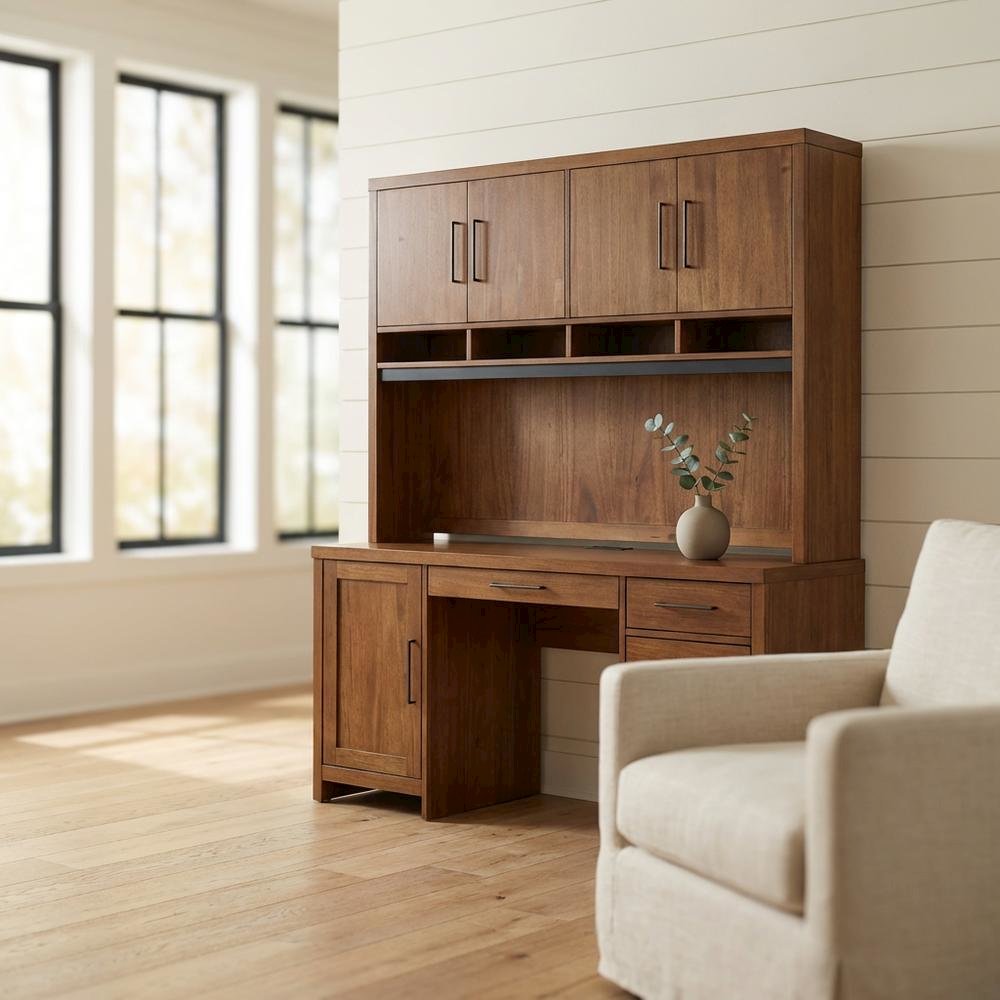 Wood Hutch with Doors, Fully Assembled for Dining or Kitchen Storage