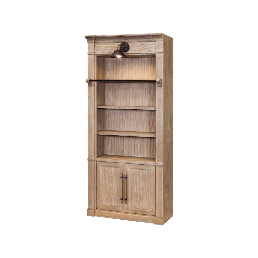 Three 8' Tall Bookcase Wall With Ladder, Storage Organizer, Display Shelf, Brown