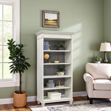 White Wooden Bookshelf – 4 Shelf Bookcase for Living Room or Office Use
