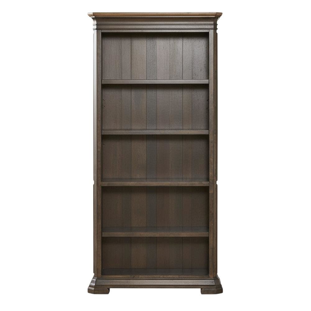 Executive Open Bookcase, 3 Adjustable Shelves, Fixed Shelf, Brown