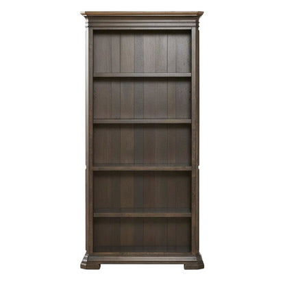 Executive Open Bookcase, 3 Adjustable Shelves, Fixed Shelf, Brown