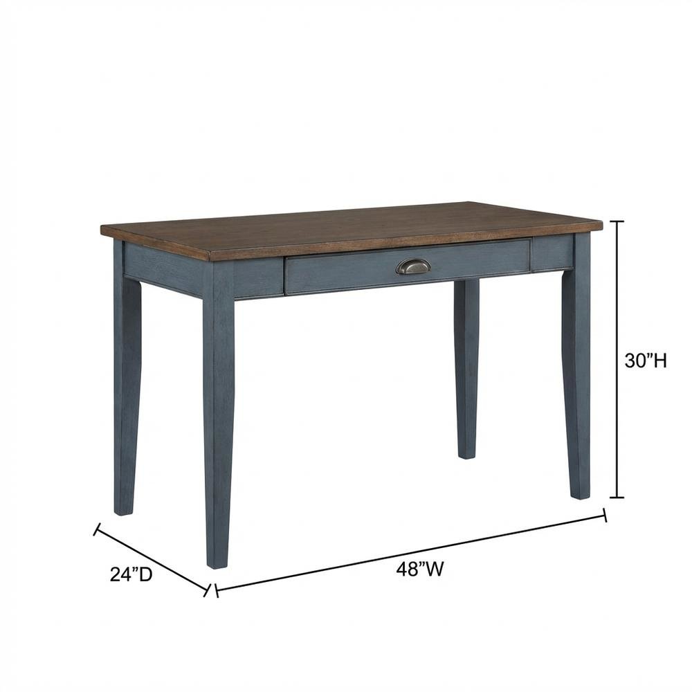 Blue Wood Writing Desk, Sleek Design And Smooth Finish For Home Or Office Use