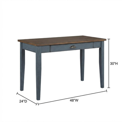 Blue Wood Writing Desk, Sleek Design And Smooth Finish For Home Or Office Use