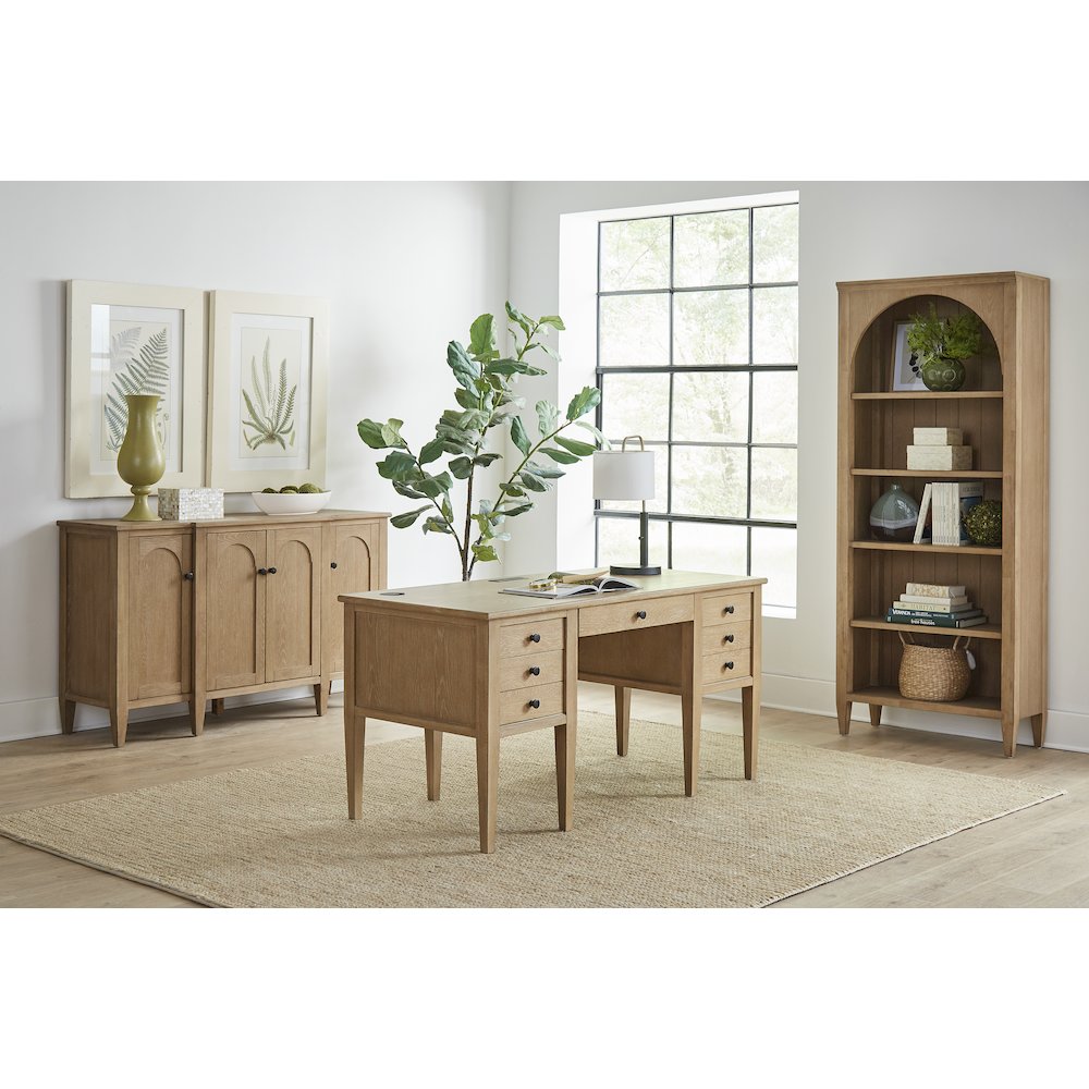 Laurel Modern Wood Open Bookcase Wall, Light Brown