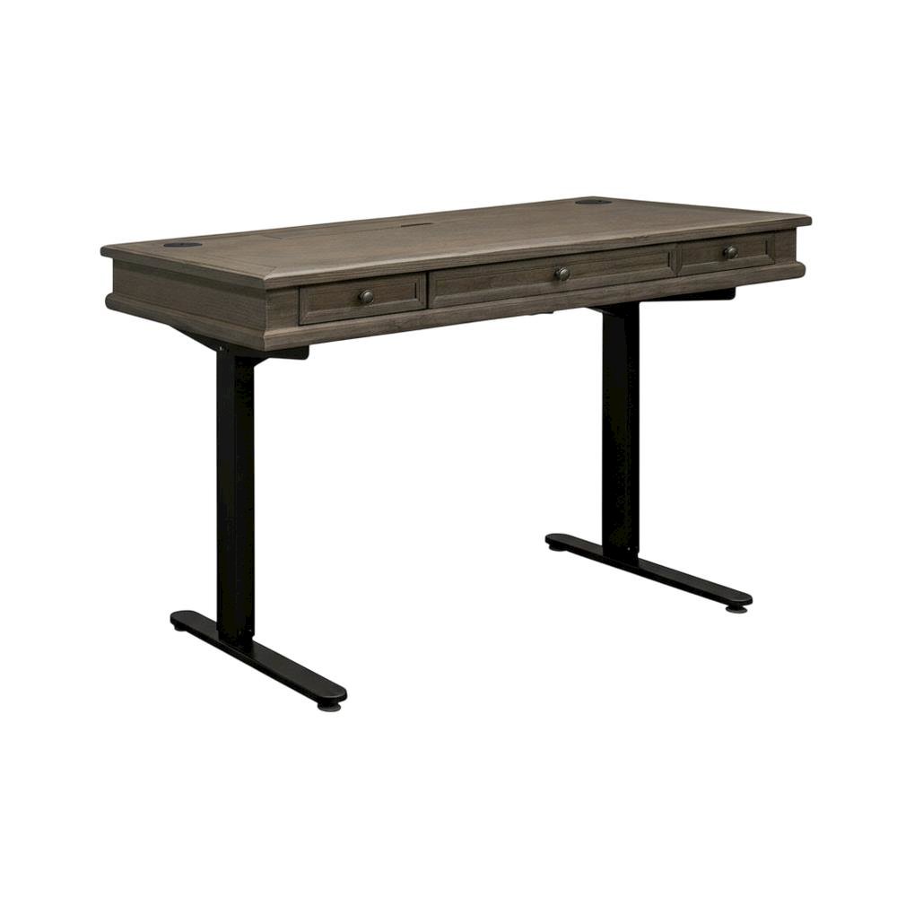 Wood Electronic Standing Desk with Power Center and 3 Drawers, Gray