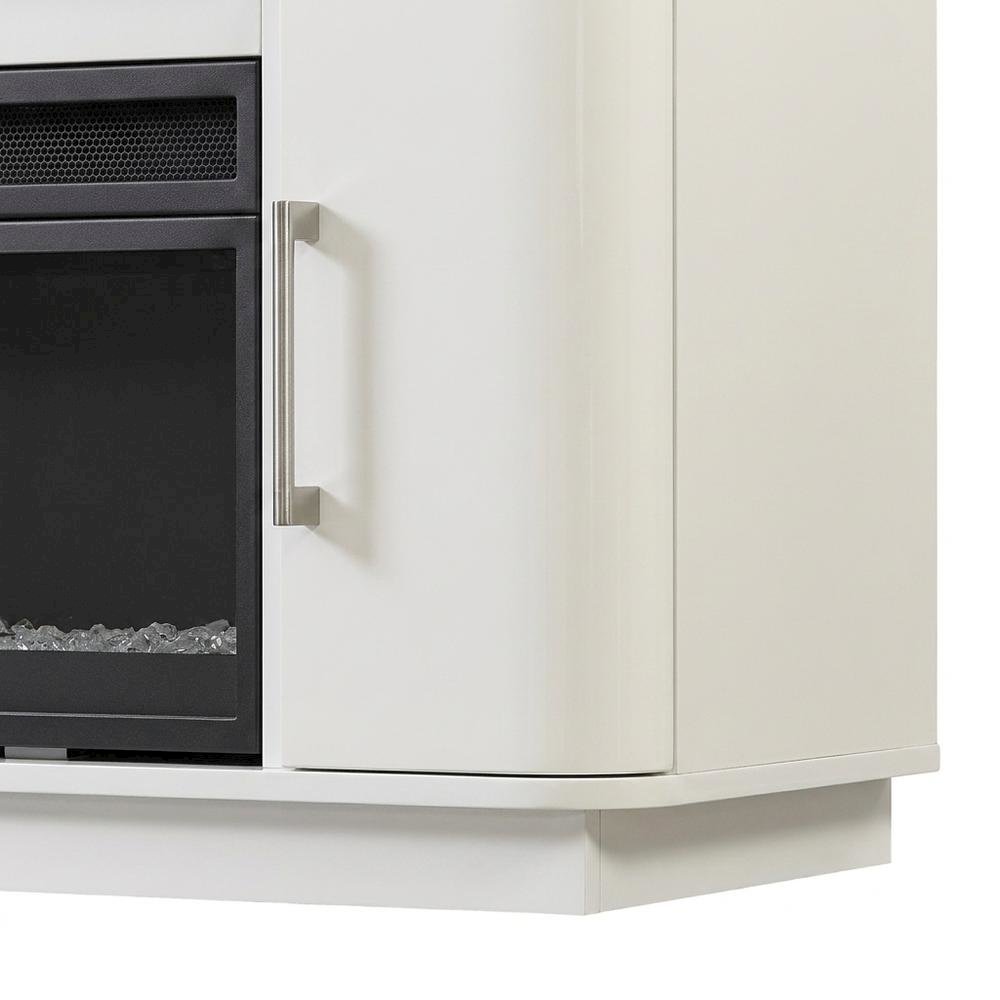 White Wide Fireplace Console, Solid Wood Fully Assembled TV Stand
