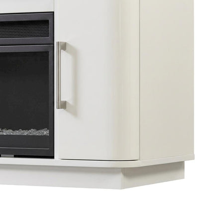 White Wide Fireplace Console, Solid Wood Fully Assembled TV Stand