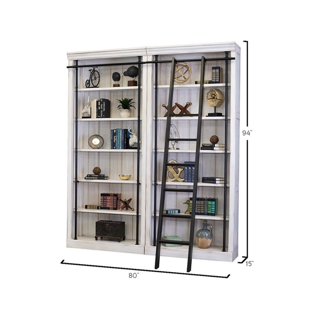 Avondale 8' Tall Bookcase Wall With Ladder