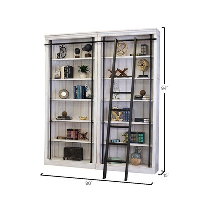 Avondale 8' Tall Bookcase Wall With Ladder