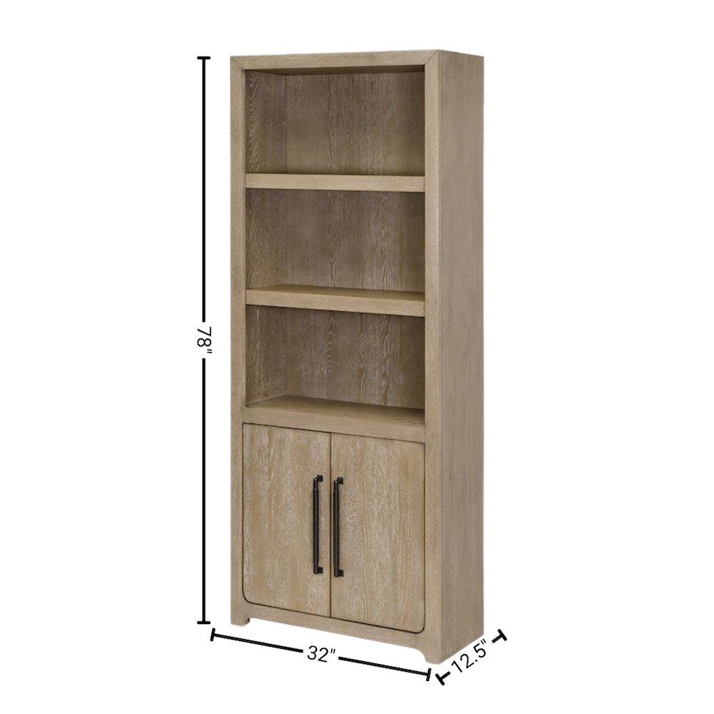 Wood Bookcase with Doors and Storage, Tall Bookshelf with Enclosed Shelves