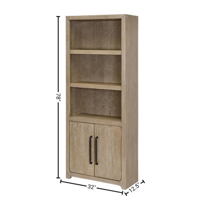 Wood Bookcase with Doors and Storage, Tall Bookshelf with Enclosed Shelves