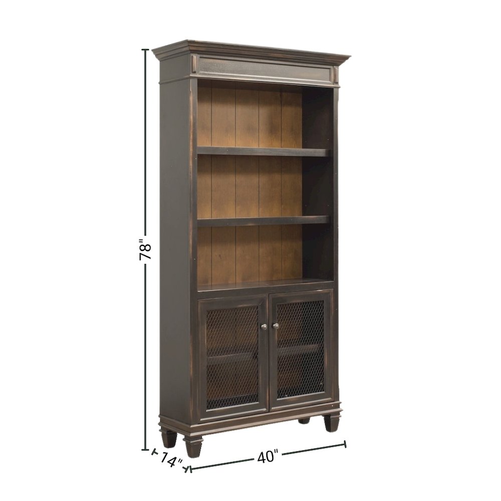 Black Wooden Bookshelf – 4 Shelf Bookcase for Living Room or Office Use