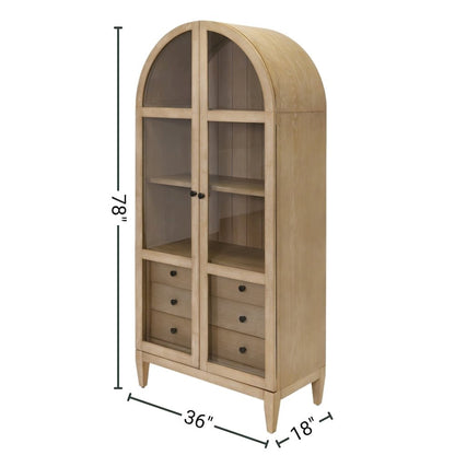 Elegant Arch Cabinet with Storage, Wood Hutch Cabinet for Living Room