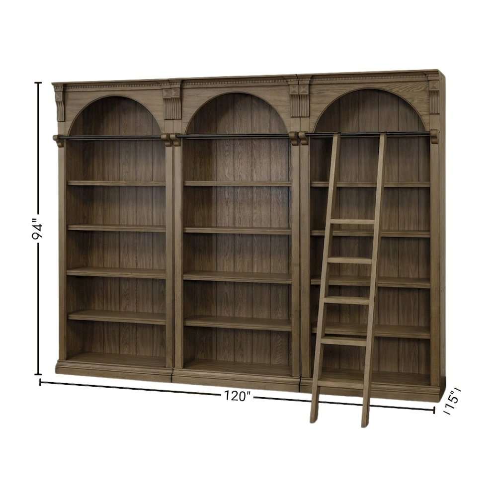 Tall Ladder Bookcase Wall Unit with Storage, Barrister Library Design