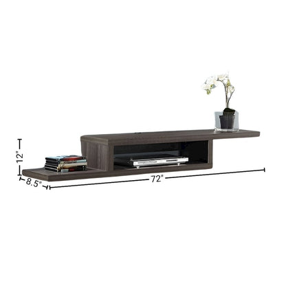 Floating TV Skyline Walnut Stand Wall Mounted Console, 60-Inch Wood Shelf