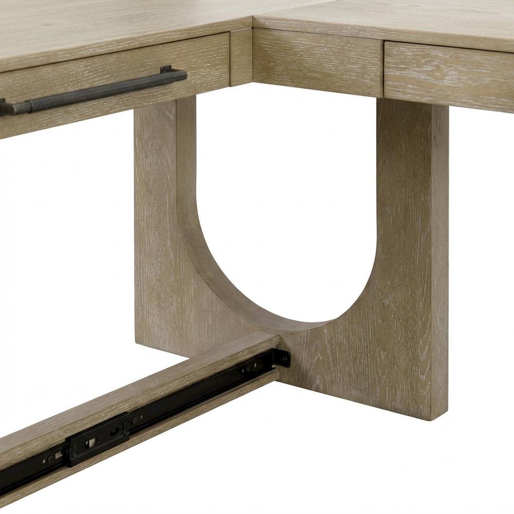 Brown L-Shaped Modern Desk – Corner Office Desk for Home or Work Use