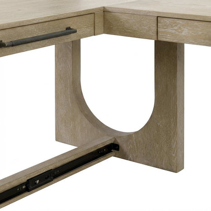 Brown L-Shaped Modern Desk – Corner Office Desk for Home or Work Use