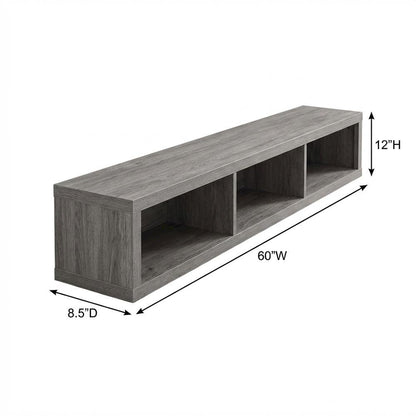 Floating TV Stand Wall Mounted Console, Gray Wood Entertainment Shelf