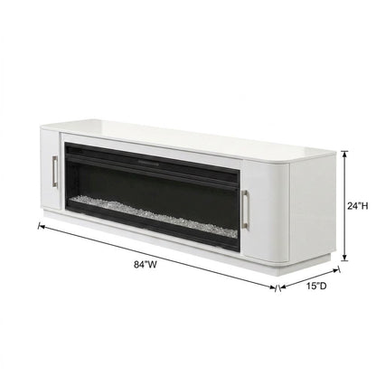 White Wide Fireplace Console, Solid Wood Fully Assembled TV Stand