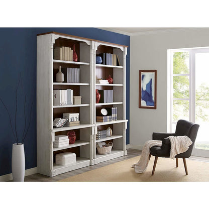 Durham Two Rustic Open 8' Wood Bookcase, White