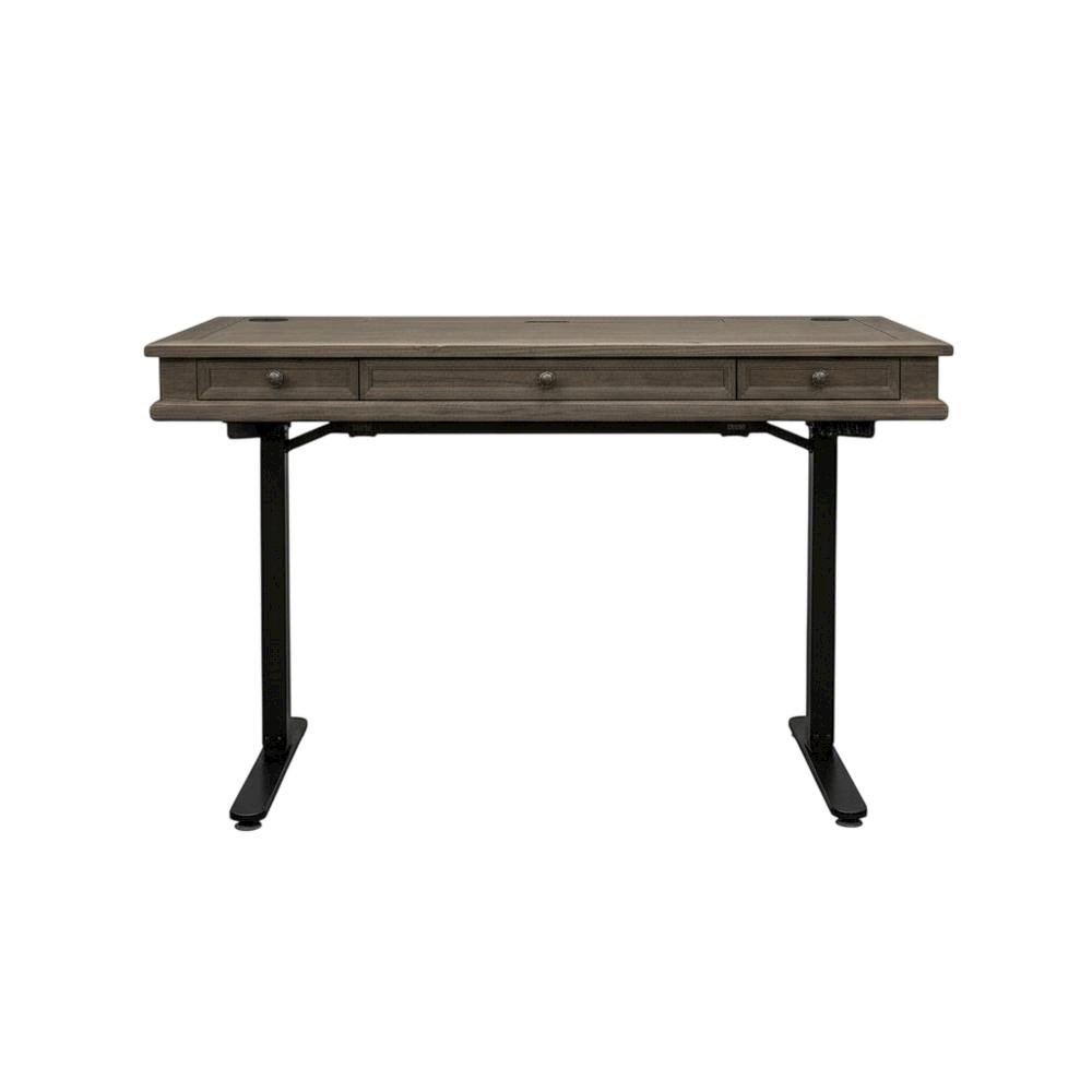 Wood Electronic Standing Desk with Power Center and 3 Drawers, Gray