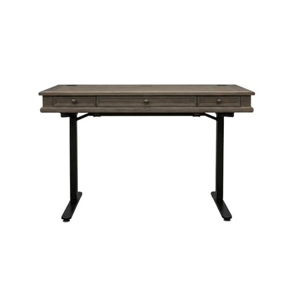 Wood Electronic Standing Desk with Power Center and 3 Drawers, Gray