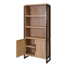 Wood Laminate Bookcase with Doors, 3 Adjustable Shelves, Fixed Shelf