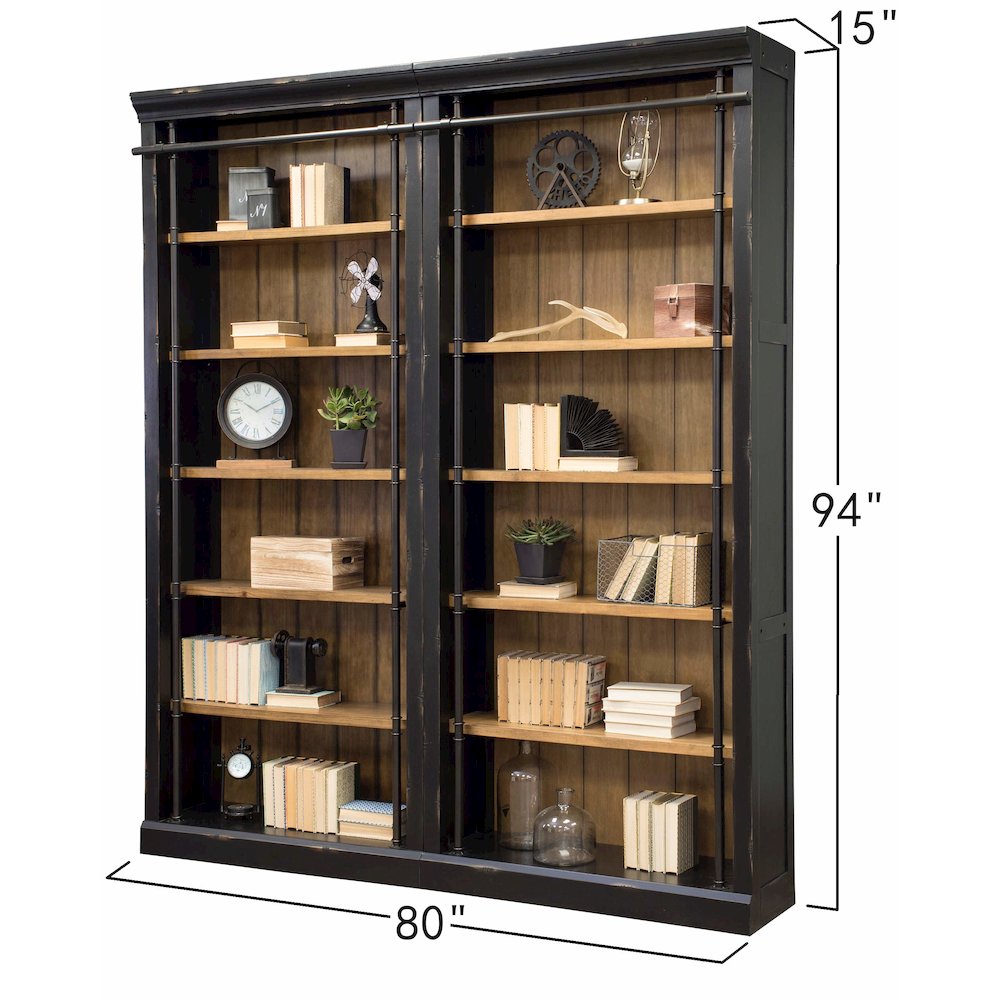 Toulouse Two 8' Tall Bookcase Wall With Ladder