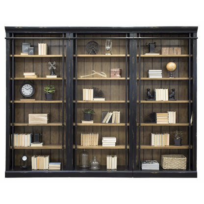 Toulouse Three 8' Tall Bookcase Wall With Ladder, Storage