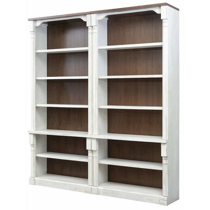Durham Two Rustic Open 8' Wood Bookcase, White