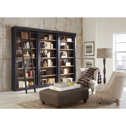 Toulouse Three 8' Tall Bookcase Wall With Ladder, Storage