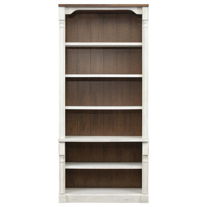 Rustic Wood Bookcase, 8' Tall, Four Adjustable Shelves, Weathered White
