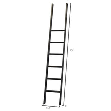 8-Foot Tall 3-Bookcase Wall with Ladder, 12 Adjustable, 3 Fixed Shelves, Black